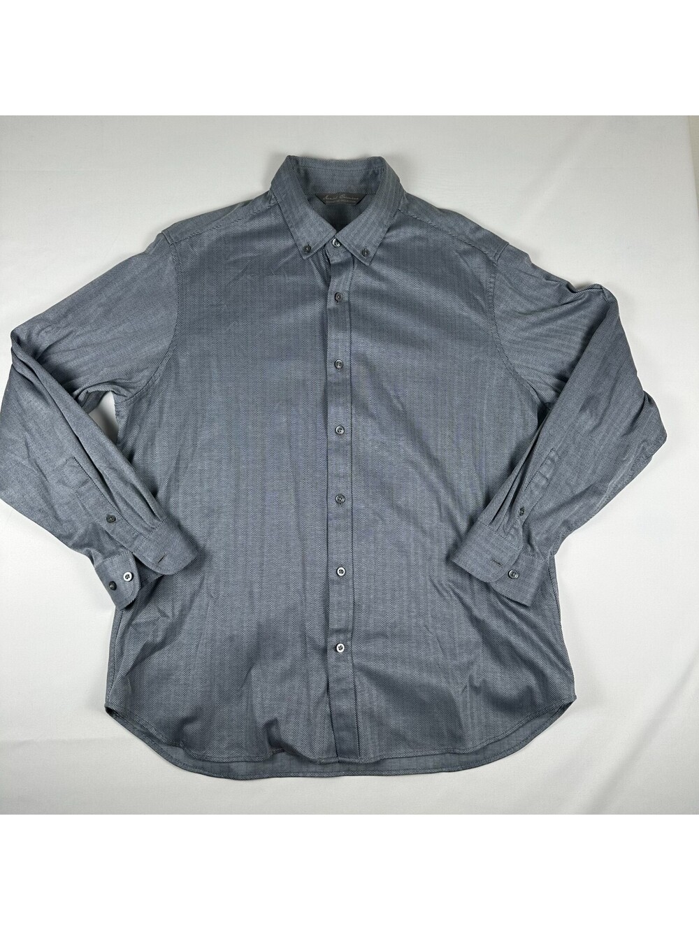 Daniel Cremieux Signature Collection Mens XL Gray Herringbone Button Down Shirt